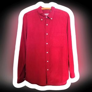 VTG Covington Corduroy Button Up ShirtLong SleeveMen's Large (38-40) Maroon